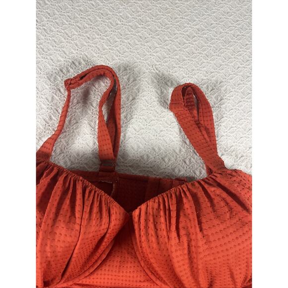 RHODE Women's Embossed Dot Ruffle One Piece Swimsuit Size Orange Ish Red XXL - Picture 8 of 11